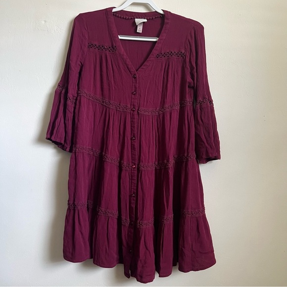 Knox Rose Women's Long Sleeve Button Front Dress M - Picture 2 of 10